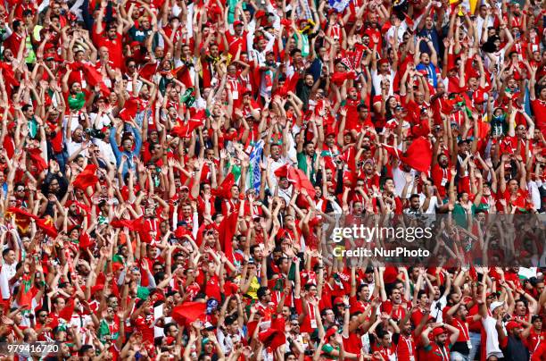 Group B Portugal v Morocco - FIFA World Cup Russia 2018 The fans hola at Luzhniki Stadium in Moscow, Russia on June 20, 2018.