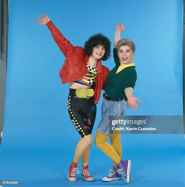 Posed portrait of British pop group the Reynolds Girls made up of sisters Linda and Aisling Reynolds in 1989.
