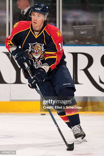 David Booth of the Florida Panthers skates on the ice prior to the start of the game against the Phoenix Coyotes at the BankAtlantic Center on March...