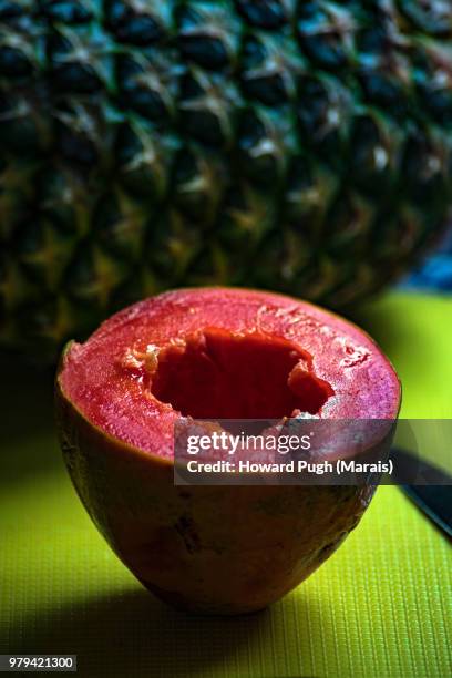 healthy papaya & pineapple: vegan still life - nerja stock pictures, royalty-free photos & images