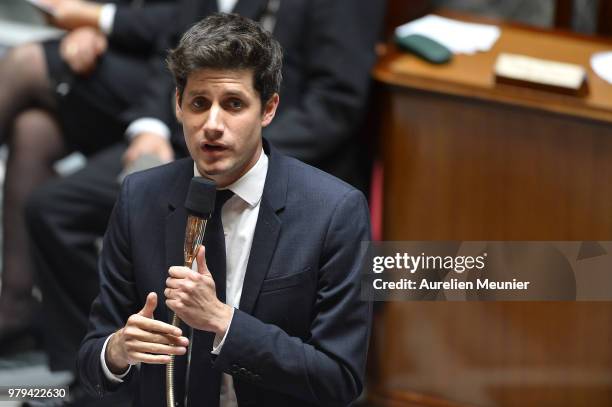 Julien Denormandie French Minister of State, attached to the Minister of Territorial Cohesion answers deputies during the weekly session of questions...