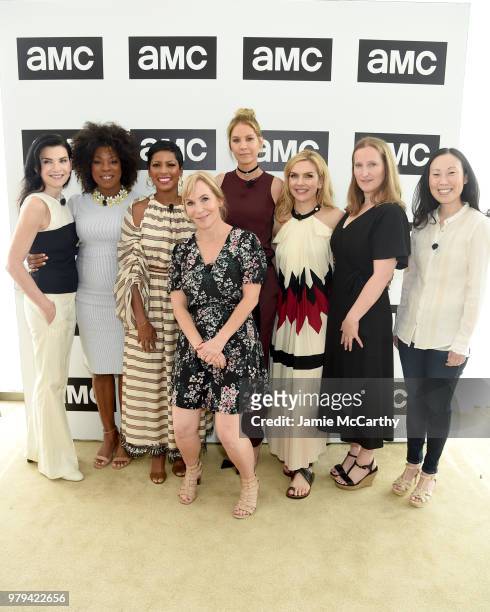 Julianna Margulies, Lorraine Touissant, Tamron Hall, Marti Noxon, Jenna Elfman, Rhea Seehorn, Melissa Bernstein, and Angela Kang attend the AMC...