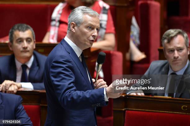 Bruno Le Maire, French Minister of Economy and Finance answers deputies during the weekly session of questions to the government at Assemblee...