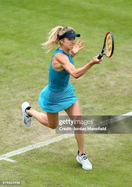 Elina Svitolina of the Ukraine plays a forehand during her Round of 16 match against Alize Cornet of France during Day Five of the Nature Valley...