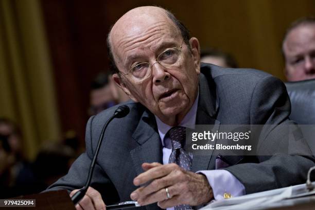 Wilbur Ross, U.S. Commerce secretary, speaks during a Senate Finance Committee hearing on current and and proposed tariff actions in Washington,...