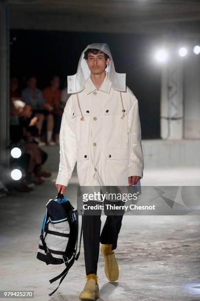 Model walks the runway during the Acne Studio Menswear Spring/Summer 2019 show as part of Paris Fashion Week on June 20, 2018 in Paris, France.