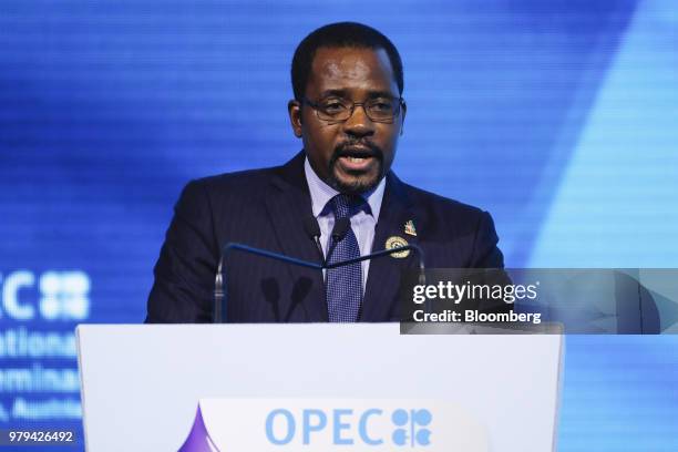 Gabriel Mbaga Obiang Lima, Equatorial Guinea's energy minister, speaks during the opening day of the 7th Organization Of Petroleum Exporting...