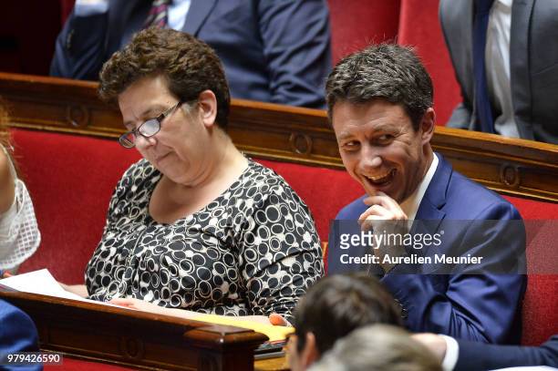 Benjamin Griveaux, French Minister of State attached to the Prime Minister, Government Spokesman reacts as ministers answer deputies during the...