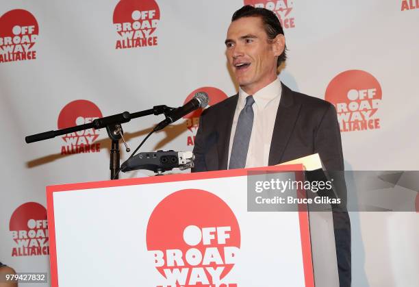 Best Solo Performance for the play "Harry Clarke" Billy Crudup accepts his award at the 2018 Off-Broadway Alliance Awards at Sardis on June 19, 2018...