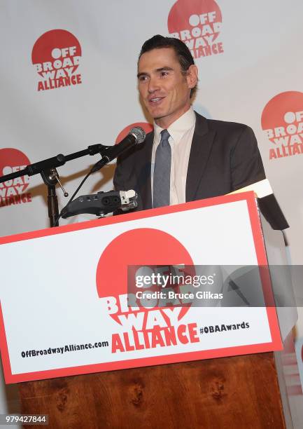 Best Solo Performance for the play "Harry Clarke" Billy Crudup accepts his award at the 2018 Off-Broadway Alliance Awards at Sardis on June 19, 2018...