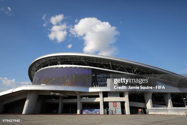 General view outside the stadium prior to the 2018 FIFA World Cup Russia group B match between Iran and Spain at Kazan Arena on June 20, 2018 in...