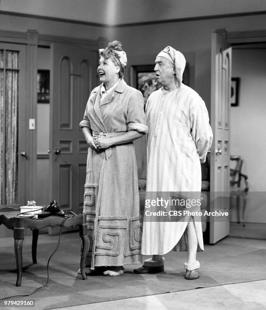 Television comedy, I Love Lucy. Episode, The Matchmaker, originally broadcast October 25, 1954. Pictured from left is Vivian Vance ;William Frawley .