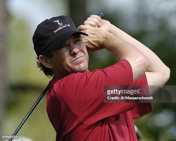 Lee Janzen hits a fairway shot during play in the Tavistock Cup in Orlando, Florida, March 29, 2004.