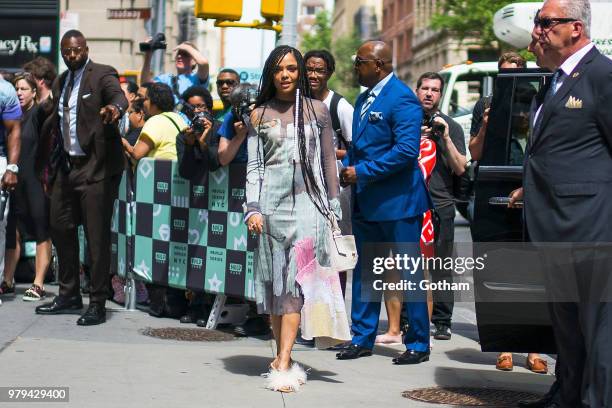 Tessa Thompson is seen in NoHo on June 20, 2018 in New York City.