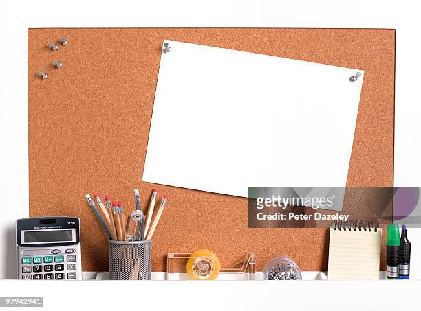 business office notice board with copy space - tablón de anuncios fotografías e imágenes de stock