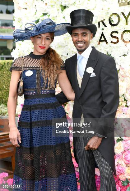 Lady Tania Farah and Sir Mo Farah attend Royal Ascot Day 2 at Ascot Racecourse on June 20, 2018 in Ascot, United Kingdom.