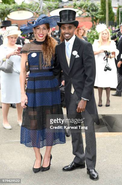 Lady Tania Farah and Sir Mo Farah attend Royal Ascot Day 2 at Ascot Racecourse on June 20, 2018 in Ascot, United Kingdom.