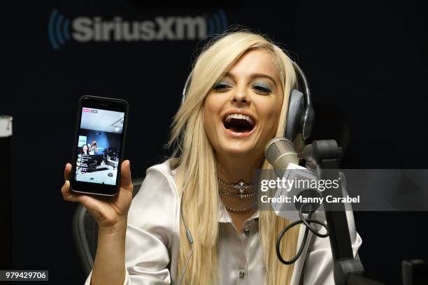 Singer and songwriter Bebe Rexha visits the SiriusXM Studios on June 20, 2018 in New York City.