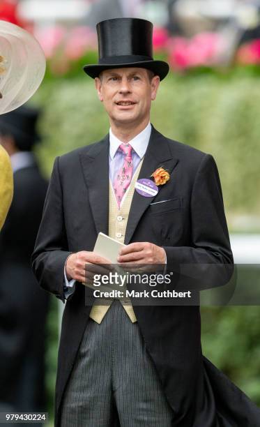 Prince Edward, Earl of Wessex attends Royal Ascot Day 2 at Ascot Racecourse on June 20, 2018 in Ascot, United Kingdom.
