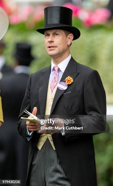 Prince Edward, Earl of Wessex attends Royal Ascot Day 2 at Ascot Racecourse on June 20, 2018 in Ascot, United Kingdom.