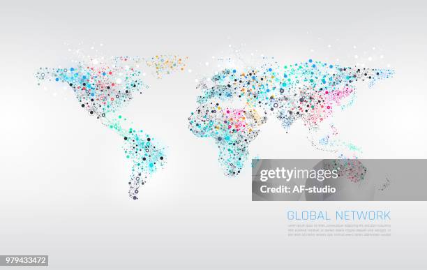 abstract network world map background - latin america map stock illustrations