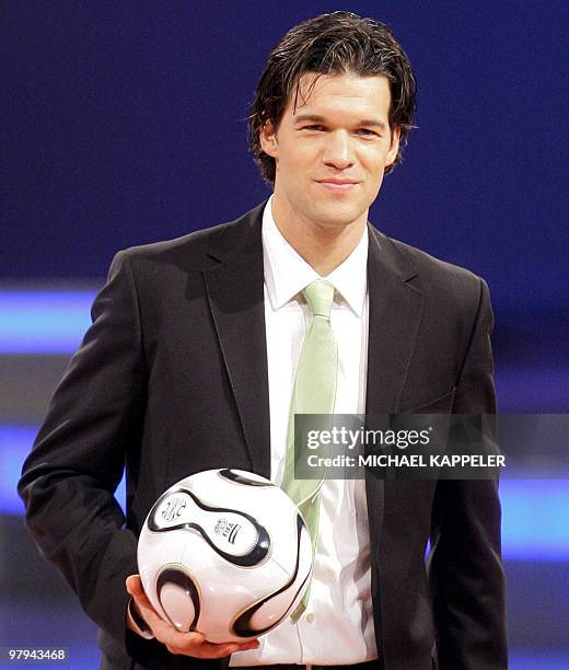 German national team's captain Michael Ballack plays with the World Cup 2006 offical ball christened "Teamgeist" , 09 December 2005 in Leipzig,...