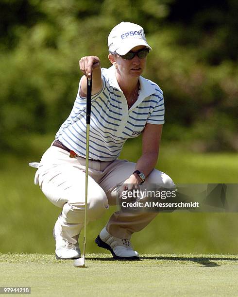 Karrie Webb follows a tee shot during the third round of the LPGA Michelob Ultra Open in Williamsburg, Virginia, May 8, 2004.