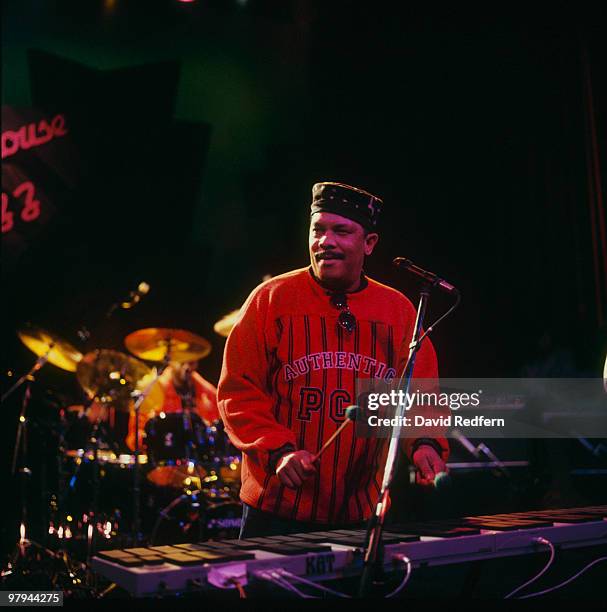 Vibraphonist Roy Ayers performs on stage in the 1990's.