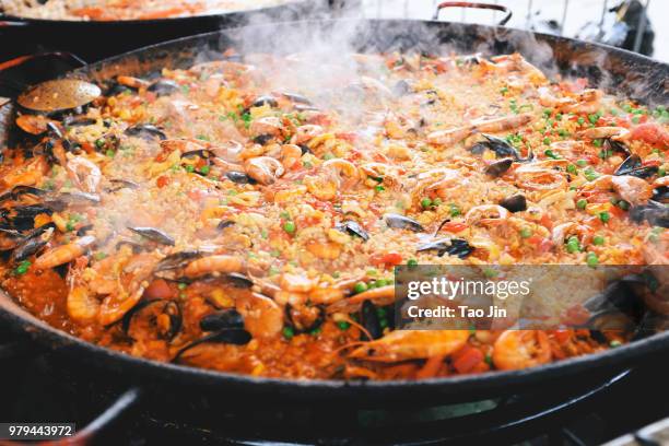 spainish seadfood paella - spainish stock pictures, royalty-free photos & images