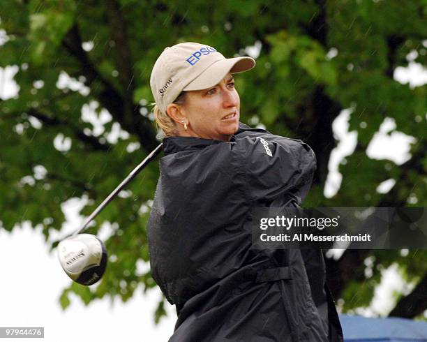 Karrie Webb drives from the ninth tee during the first round of the 2005 Franklin American Mortgage Championship at Vanderbilt Legends Club in...