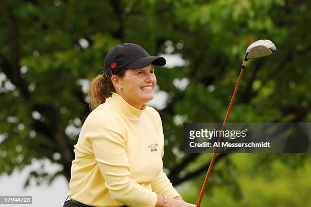 Lorie Kane drives from the ninth tee during the first round of the 2005 Franklin American Mortgage Championship at Vanderbilt Legends Club in...