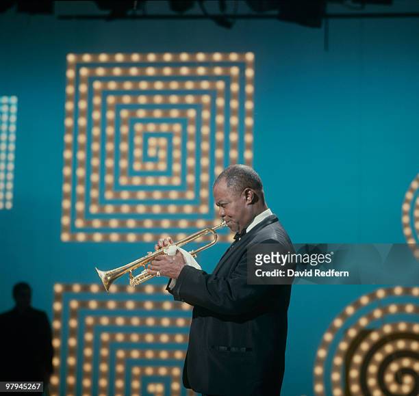 Trumpeter Louis Armstrong performs on the 'Kraft Music Hall' television show filmed at the NBC studios in New York City in June 1967.