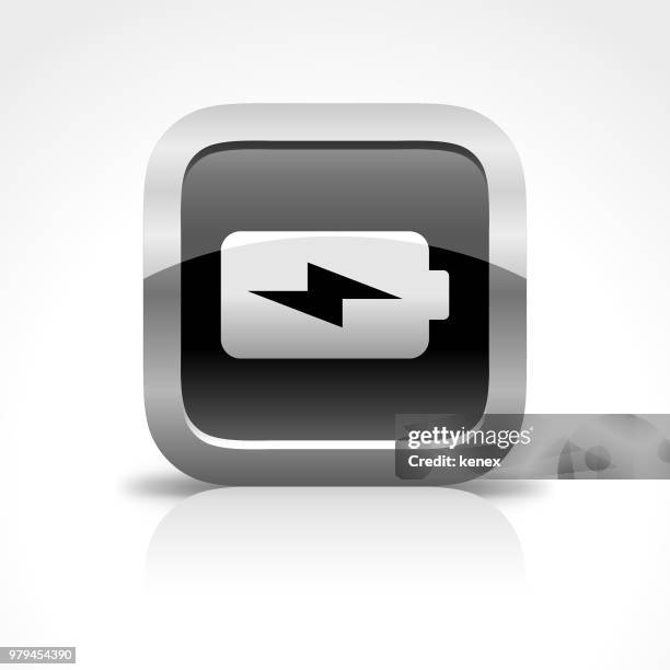 battery and power glossy button icon - alkaline stock illustrations