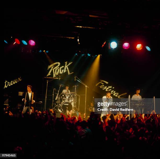 Pal Waaktaar, Morten Harket and Magne Furuholmen of Norwegian group A-ha perform on stage at the Montreux Rock Festival held in Montreux, Switzerland...