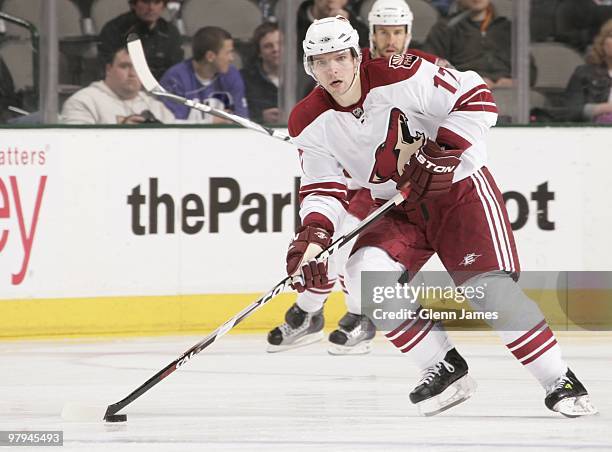 Radim Vrbata of the Phoenix Coyotes skates against the Dallas Stars on March 21, 2010 at the American Airlines Center in Dallas, Texas.