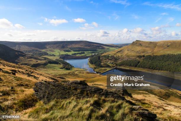dovestones reservoir in peak district national park, holmfirth, west yorkshire, uk - west yorkshire fotografías e imágenes de stock