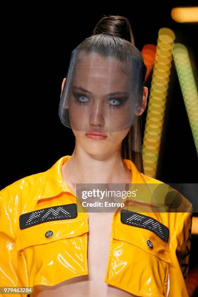 Beauty detail at the Frankie Morello show during Milan Men's Fashion Week Spring/Summer 2019 on June 18, 2018 in Milan, Italy.