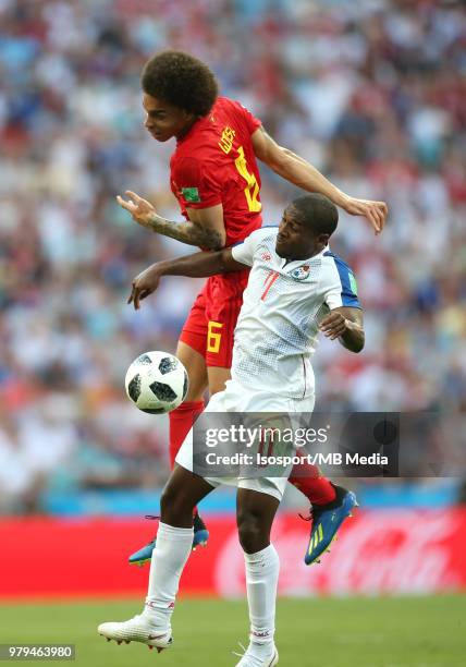 Axel Witsel of Belgium and Armando Cooper of Panama compete for the ball during the 2018 FIFA World Cup Russia group G match between Belgium and...