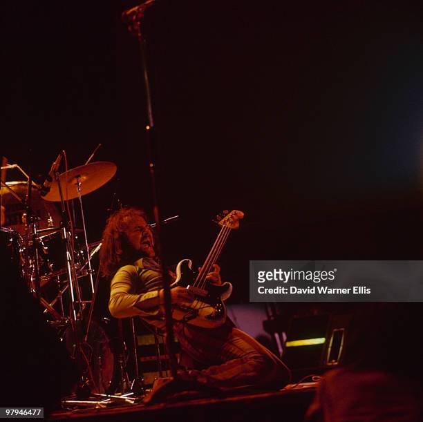 Bassist Jim Rodford of Argent performs on stage at the Alexandra Palace Festival in London, England on July 27, 1973.