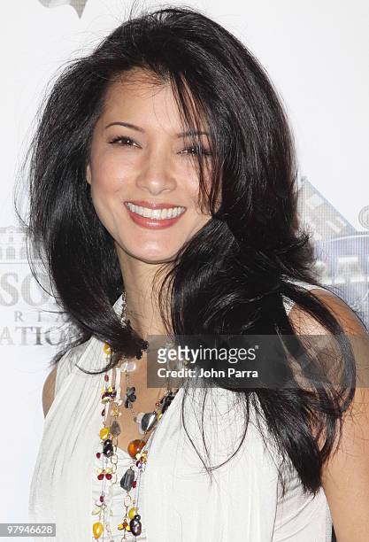 Actress Kelly Hu attends the The Rally For Kids With Cancer - The Winners Circle Gala Dinner on November 21, 2009 in Miami Beach, Florida.