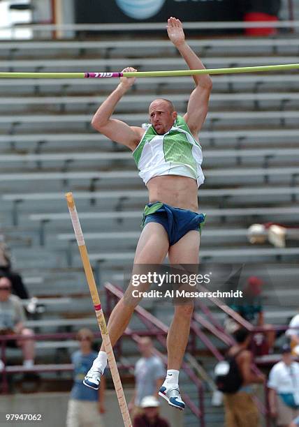 Decathlon winner Tom Pappas clears the bar in the pole vault June 24 at the 2006 AT&T Outdoor Track and Field Championships in Indianapolis.