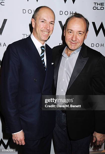 Dylan Jones and Kevin Spacey attend the W Doha 1st birthday celebration in partnership with The Old Vic, at Chinawhite on March 22, 2010 in London,...