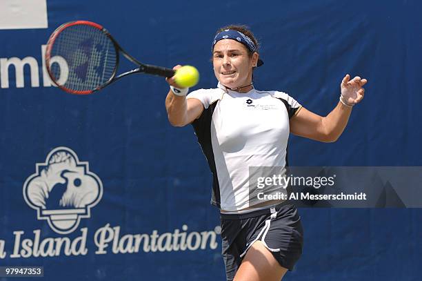 Virginia Ruano Pascual falls to top-seeded Nadia Petrova in the quarter finals 6-3 6-0 in the 2006 WTA Bausch and Lomb Championship at Amelia Island...
