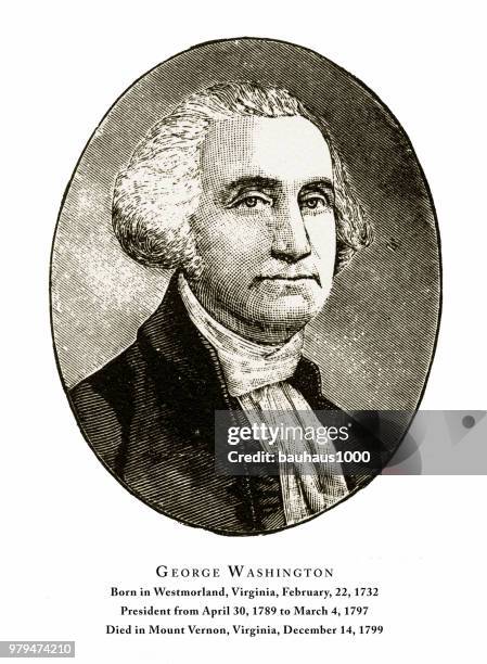 ilustrações de stock, clip art, desenhos animados e ícones de george washington, engraved portrait of president, 1888 - formato elíptico