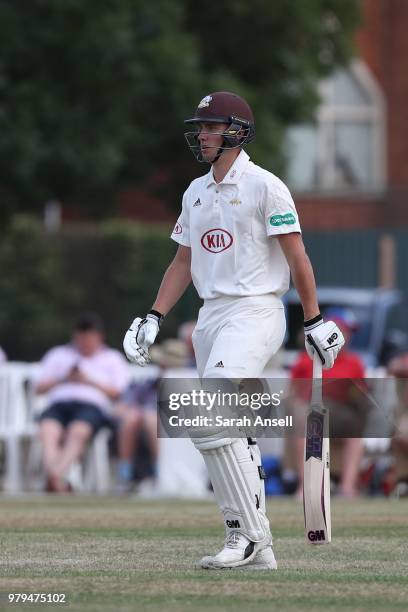 Will Jacks of Surrey takes to the field on his Championship debut during day 1 of the Specsavers County Championship Division One match between...
