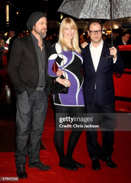 Actor Brad Pitt, model Claudia Schiffer and director Matthew Vaughn arrive at the 'Kick Ass' Premiere at the Empire Leicester Square on March 22,...