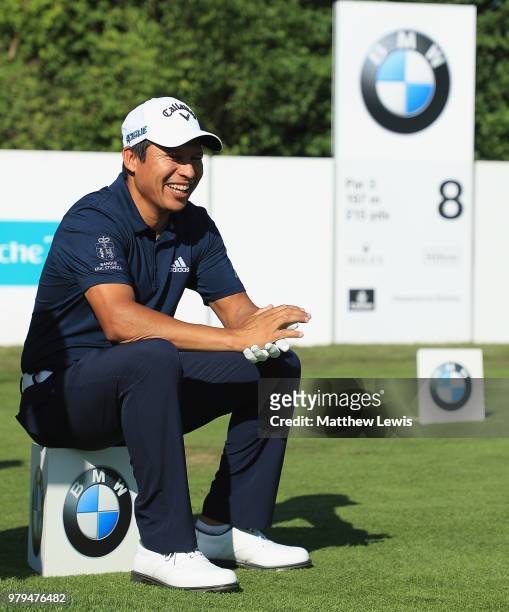 Andres Romero of Argentina waits on the 8th hole during a practice round ahead of the BMW International Open at Golf Club Gut Larchenhof on June 20,...
