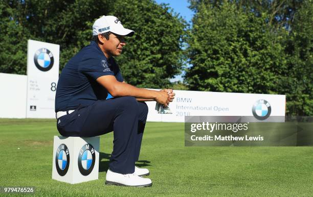 Andres Romero of Argentina waits on the 8th hole during a practice round ahead of the BMW International Open at Golf Club Gut Larchenhof on June 20,...