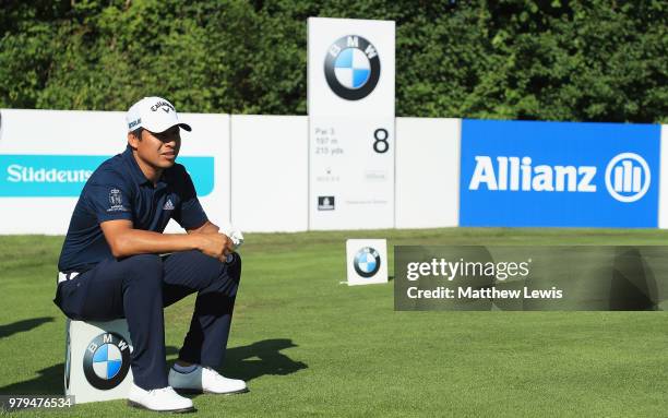 Andres Romero of Argentina waits on the 8th hole during a practice round ahead of the BMW International Open at Golf Club Gut Larchenhof on June 20,...