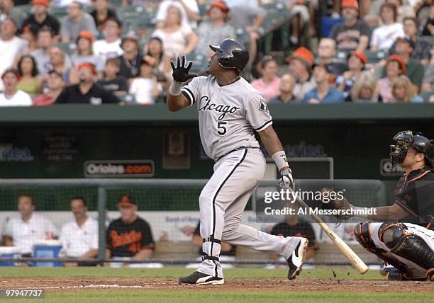 Chicago White Sox shortstop Juan Uribe against the Baltimore Orioles July 28, 2006 in Baltimore, Maryland. The Sox won 6 - 4 on a ninth inning grand...